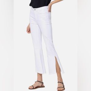 Flying Monkey Distressed Cropped Length Flare White Jeans - size 24